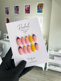 Rashel Press-On by MG - sarı bordo puantiyeli set kartvizit