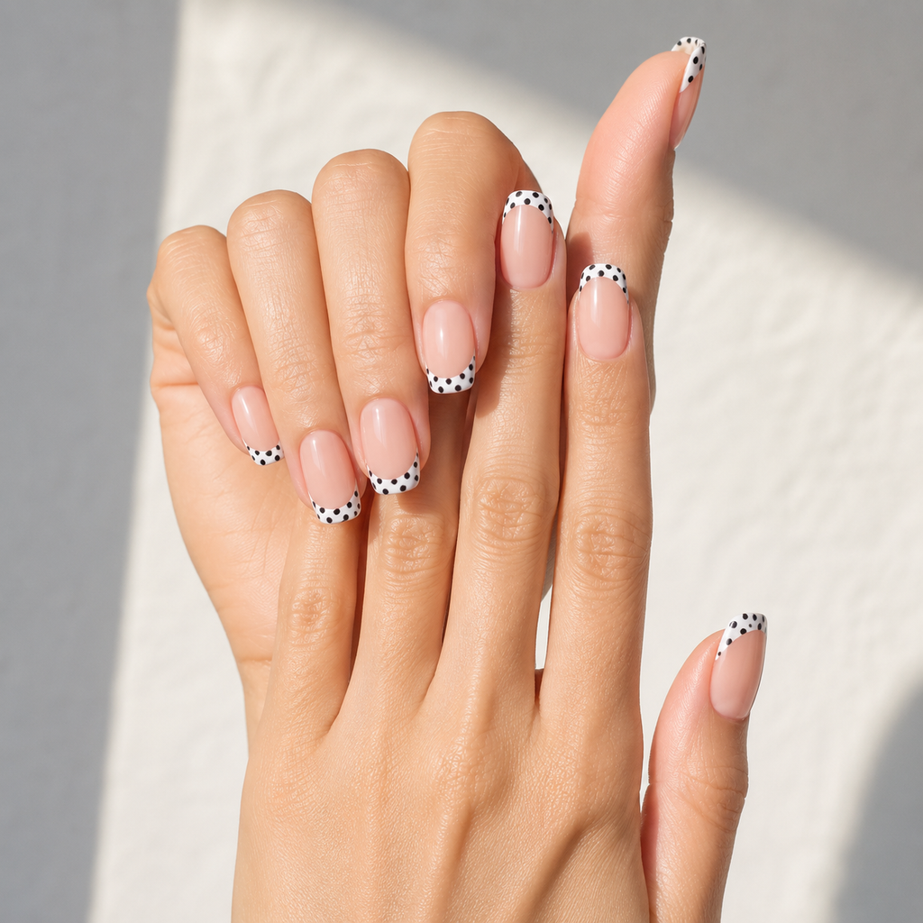 Zarif Puantiyeli French Press-On Nail Set