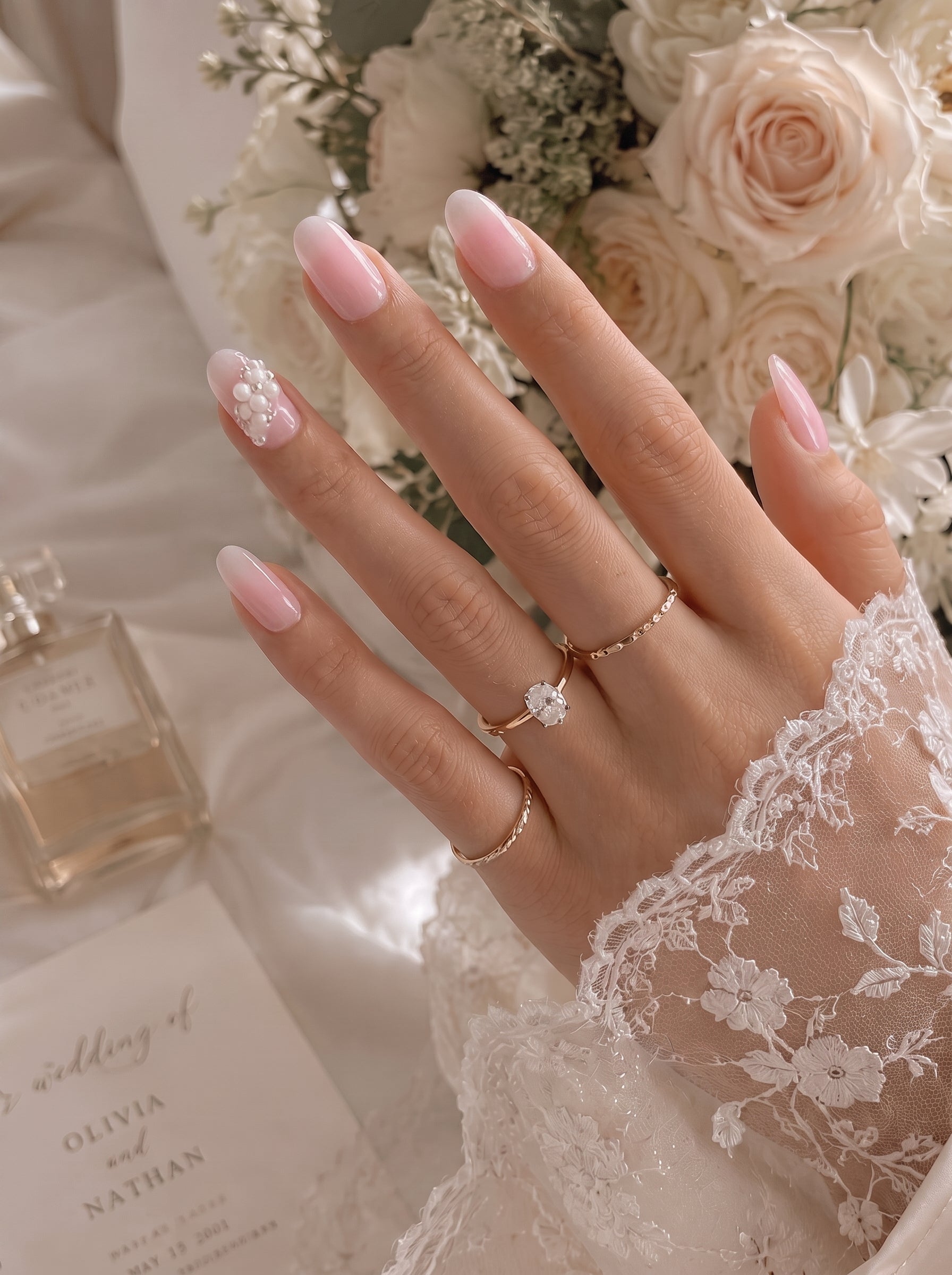 Pearl Ombré gelin tırnağı - düğün