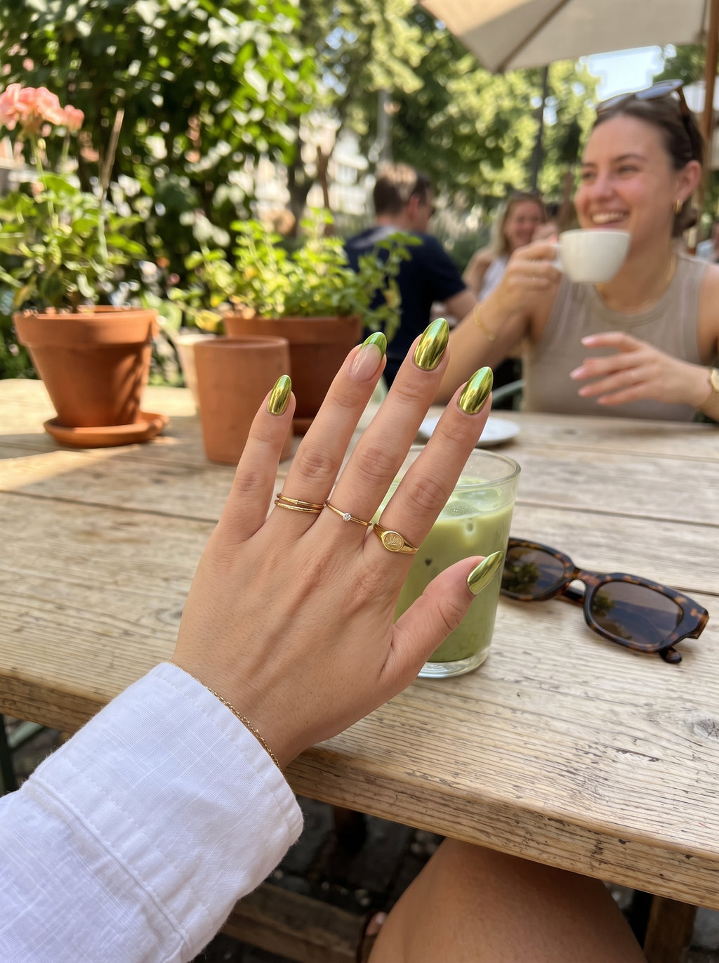 Yeşil Krom Press-On Nail Set