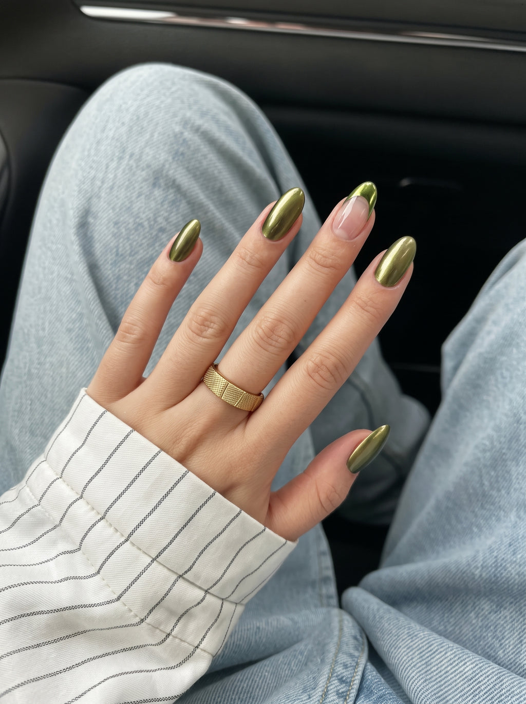 Yeşil Krom Press-On Nail Set
